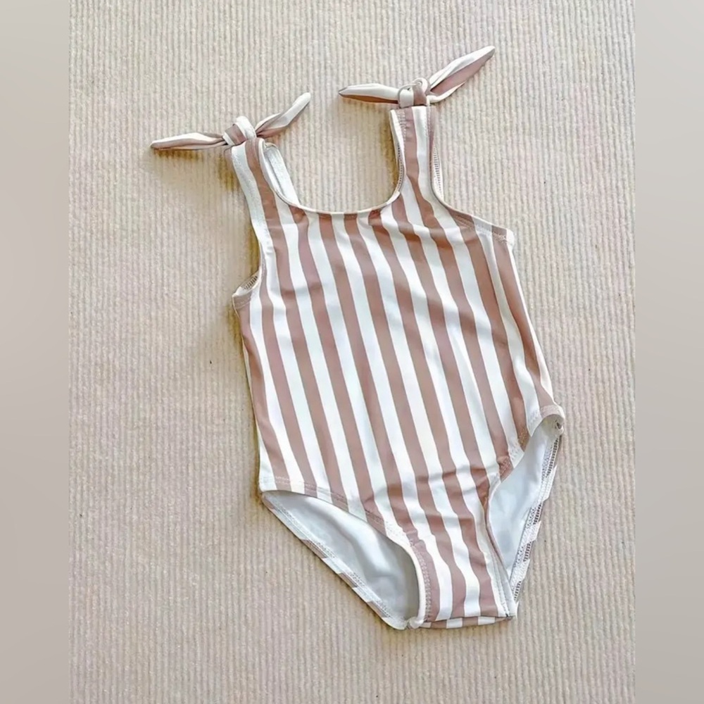 Rylee + Cru Pink and White Striped One-Piece Swimsuit look alike. Size 7.